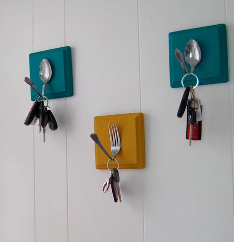 Adorable key holders made out of wood and silverware! So cute! | Two Million Miles